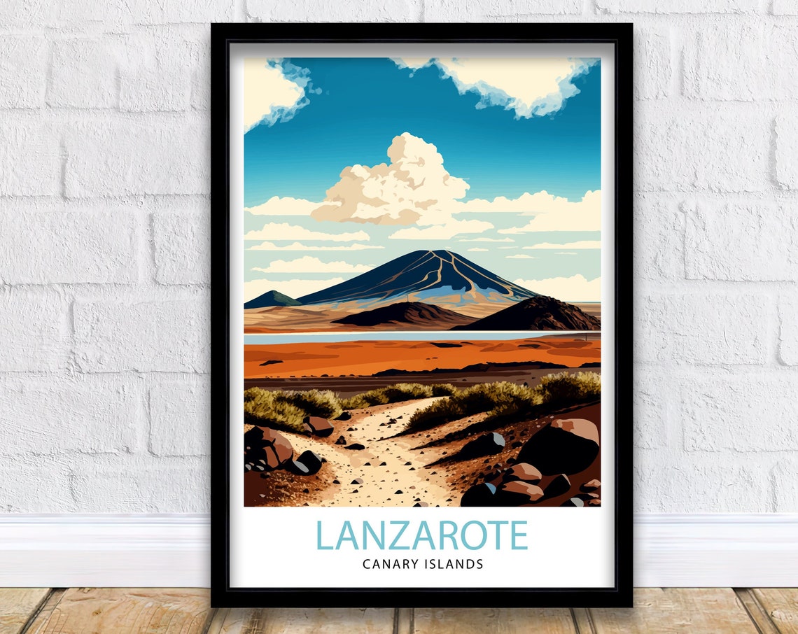 Lanzarote Canary Islands Volcanic Mountain Desert Trail Poster