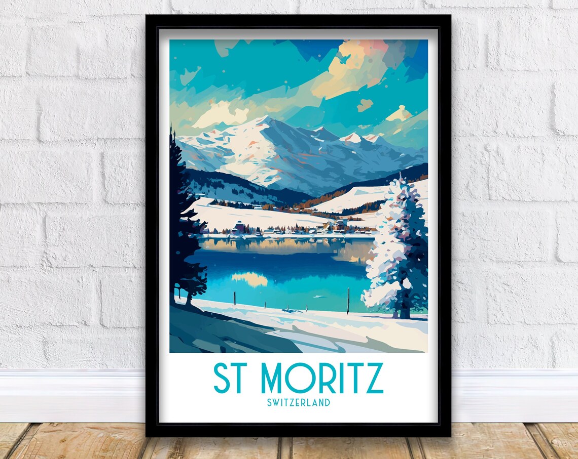 St Moritz Travel Poster, Switzerland Wall Art