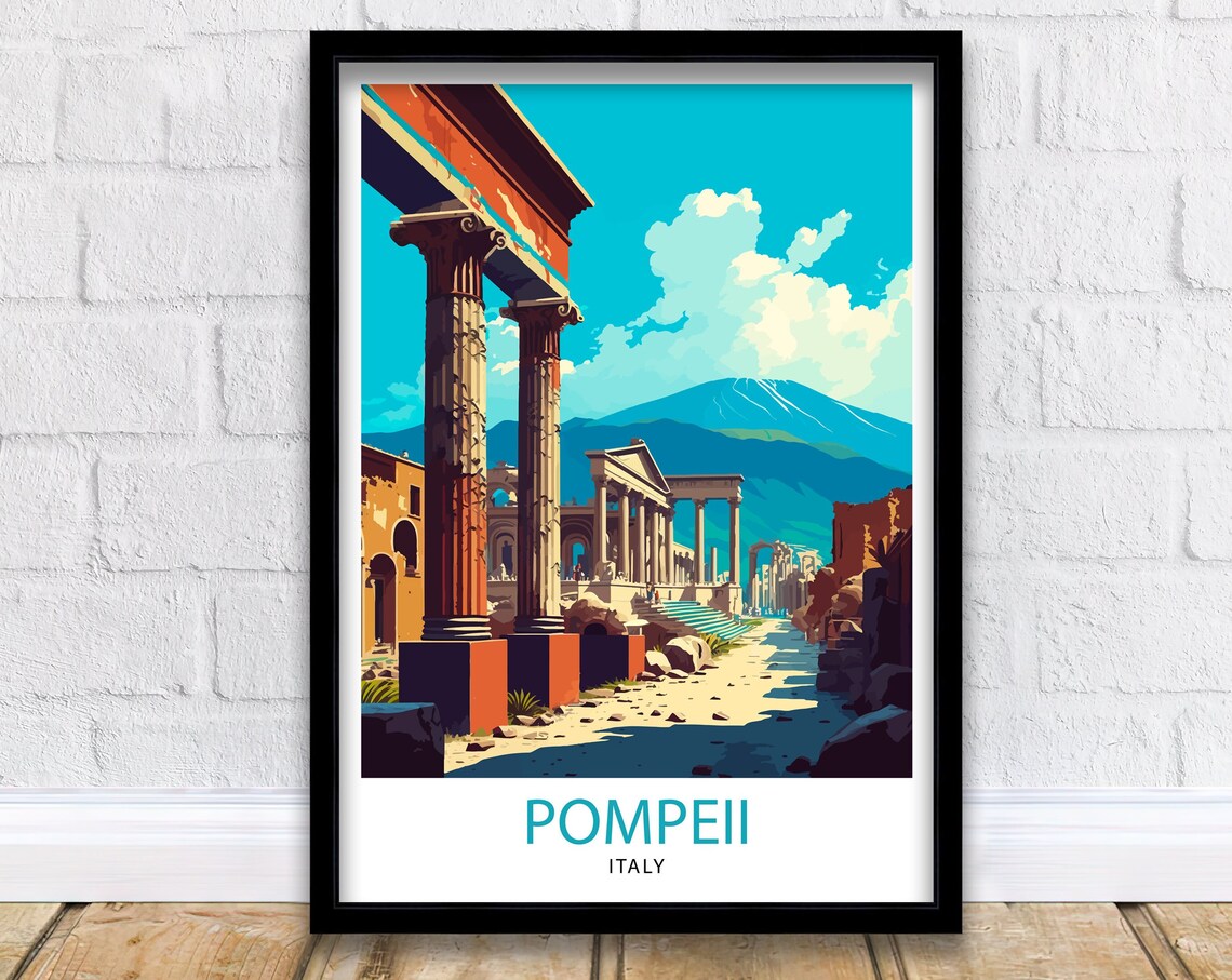 Pompeii Italy Travel Poster, Italy Wall Decor