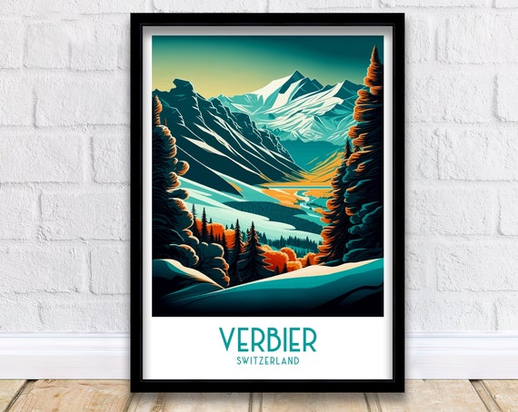 Verbier Ski Print Ski Print Ski Poster Verbier Poster Verbier Ski Poster Skiing Wall Art Switzerland Skiing