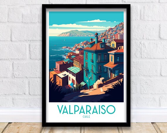 Valparaiso Chile Travel Poster, Latin America Art
