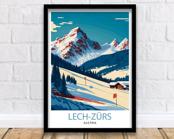 Lech Zurs Ski Resort Print Lech Zurs Skiing Wall Art Ski Resort Decor Austria Ski Trip Poster Alpine Chalet Decor