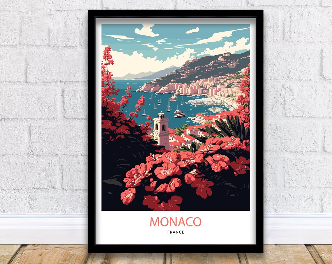 Monaco Travel Poster, European City Art Print