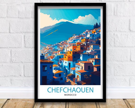 Chefchaouen Morocco Travel Print Morocco Wall Decor Chefchaouen Illustration Travel Poster Gift For Morocco Lovers Morocco Home Decor