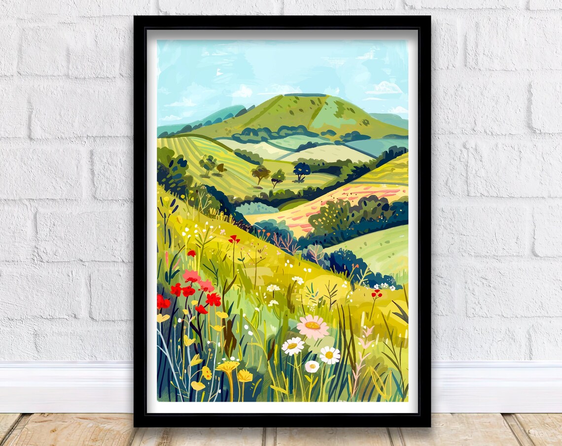 Shropshire Hills England Travel Poster, British Wall Decor
