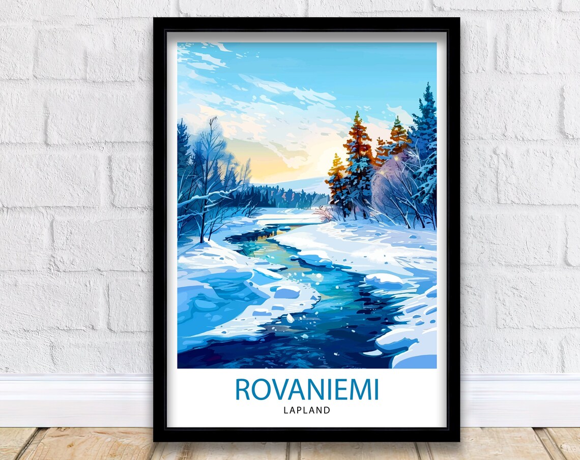 Rovaniemi Lapland Winter Forest River Snowy Scene Travel Poster