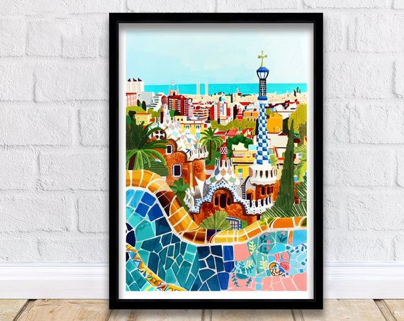 Barcelona Spain Travel Poster, Home Decor Print