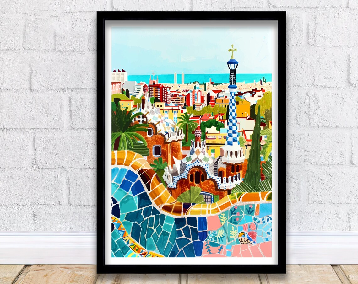 Barcelona Spain Travel Poster, Home Decor Print