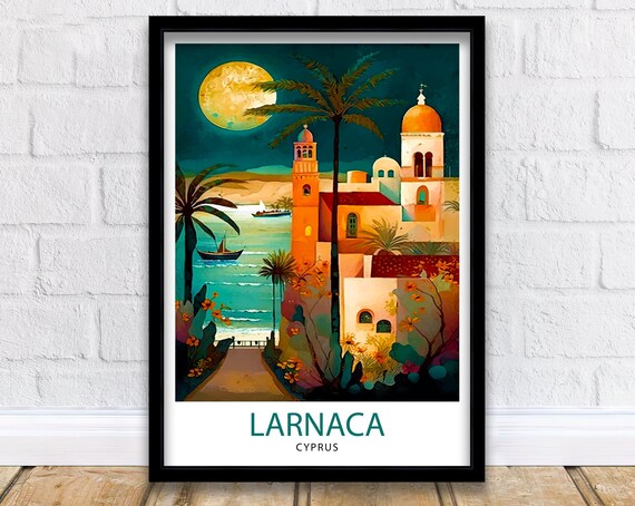 Larnaca Cyprus Travel Poster, Europe Wall Decor