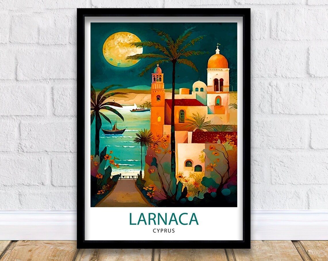 Larnaca Cyprus Travel Poster, Europe Wall Decor