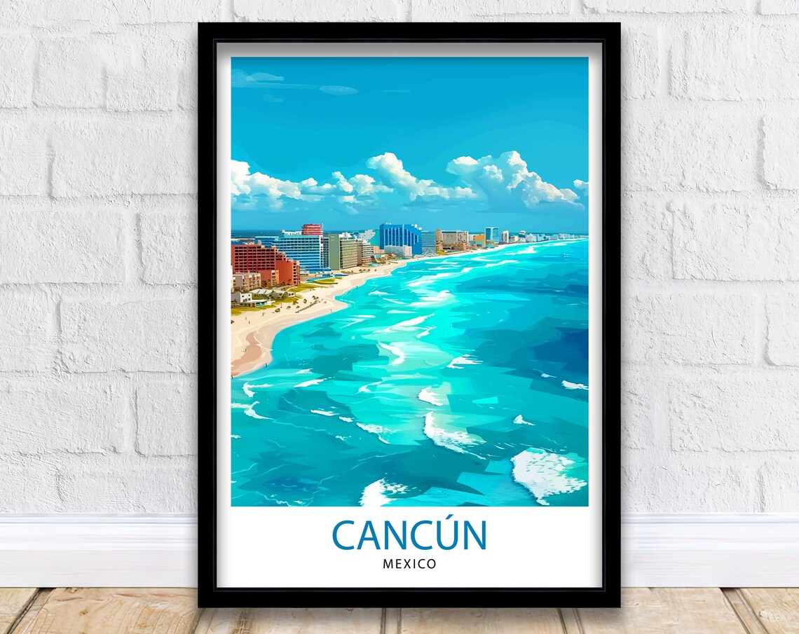Cancun Mexico Travel Poster, Latin America Wall Decor