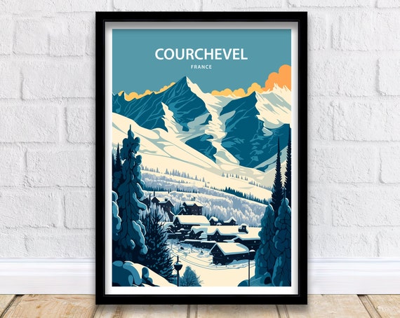 Courchevel Travel Print Courchevel Poster France Courchevel Print Courchevel France Skiing Ski Poster French Alps Travel Poster