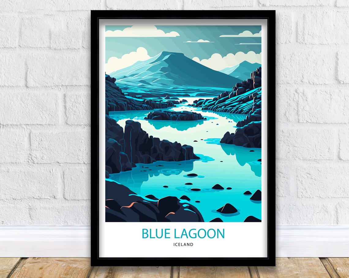 Blue Lagoon Iceland Geothermal Spa Turquoise Waters Mountain Poster