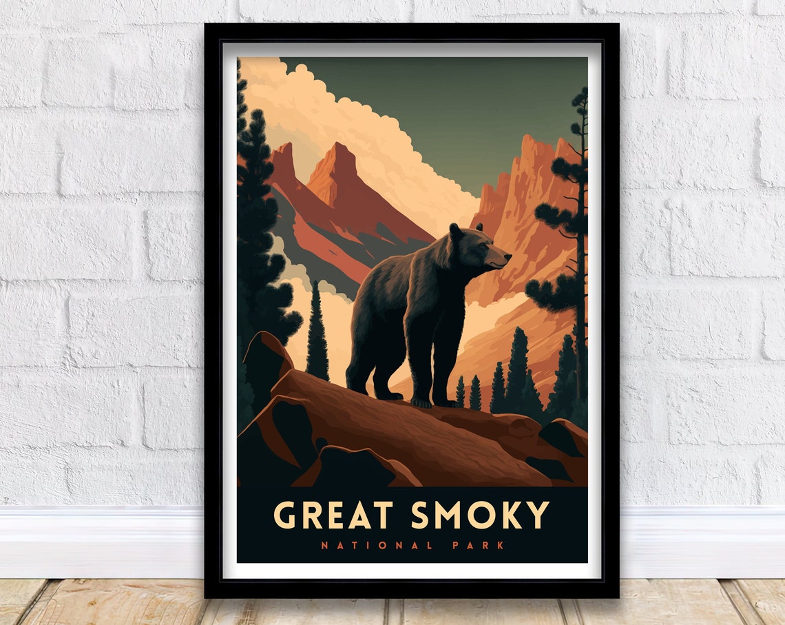 Great Smoky Mountain Travel Print Smoky Mountains Great Smoky National Park National Park Print Wall Art National Park Poster