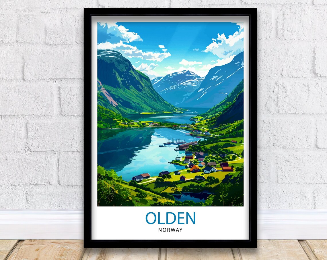 Olden Norway Travel Poster, Europe Wall Decor