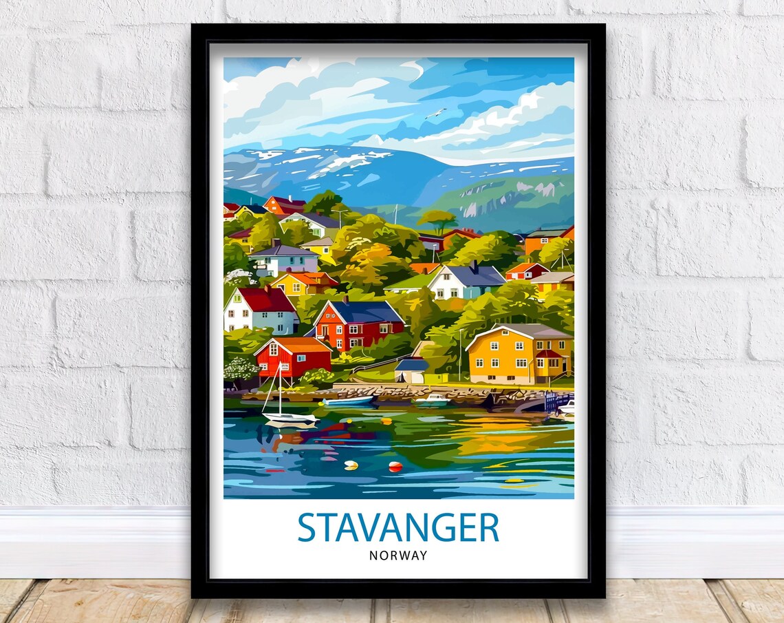 Stavanger Norway Travel Poster, Europe Wall Decor