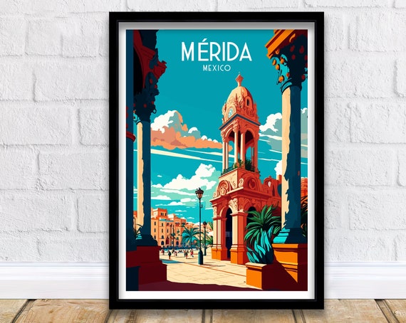 Merida Mexico Travel Poster, Latin America Print