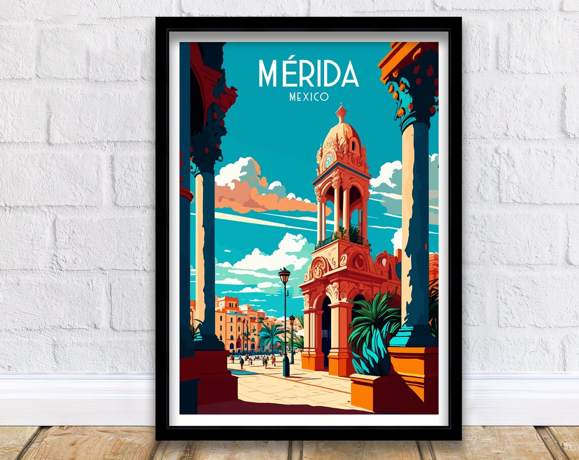 Merida Mexico Travel Poster, Latin America Print