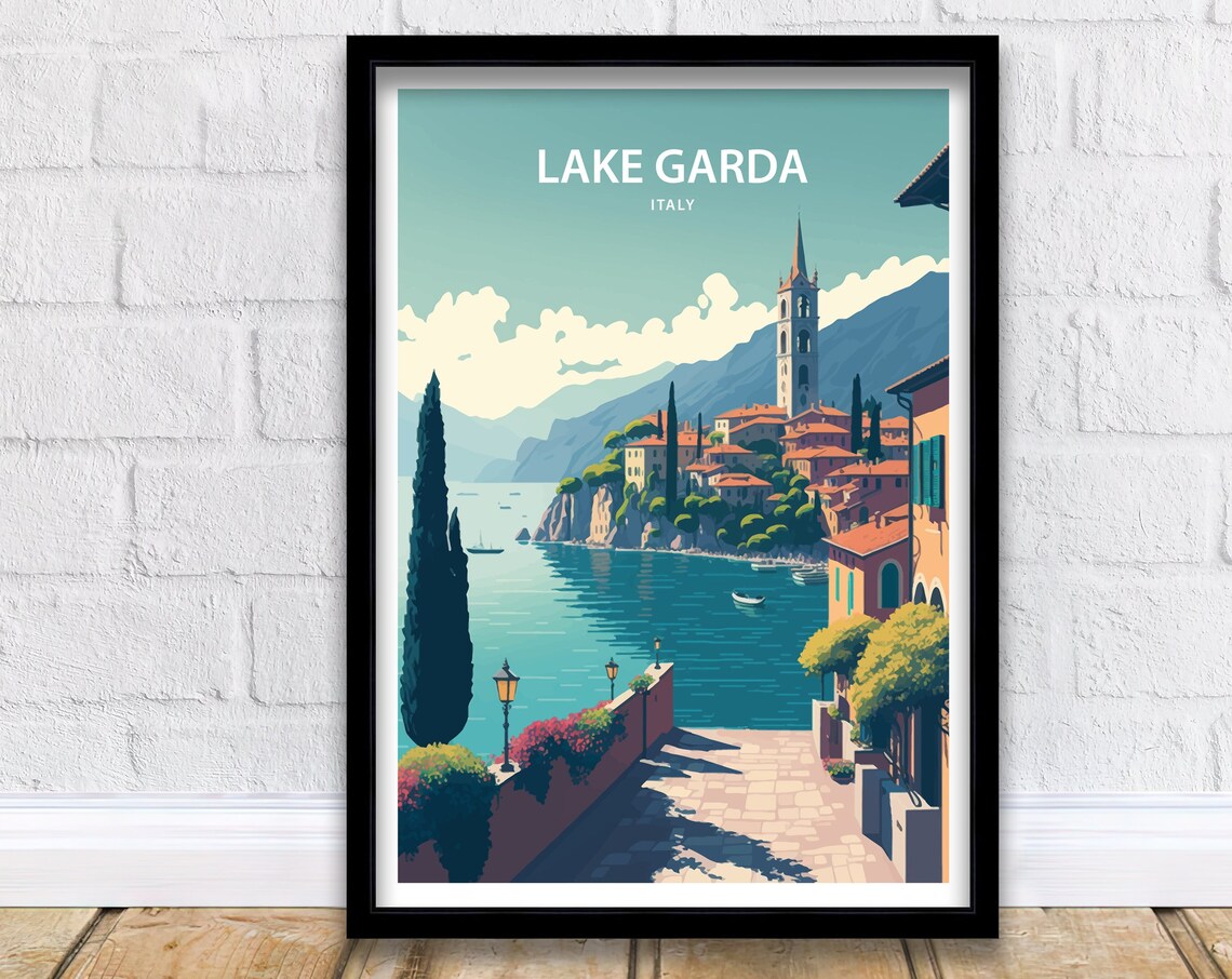 Lake Garda Travel Poster, Italy Art Print