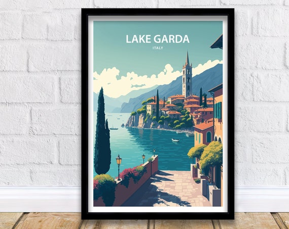 Lake Garda Travel Poster, Italy Art Print