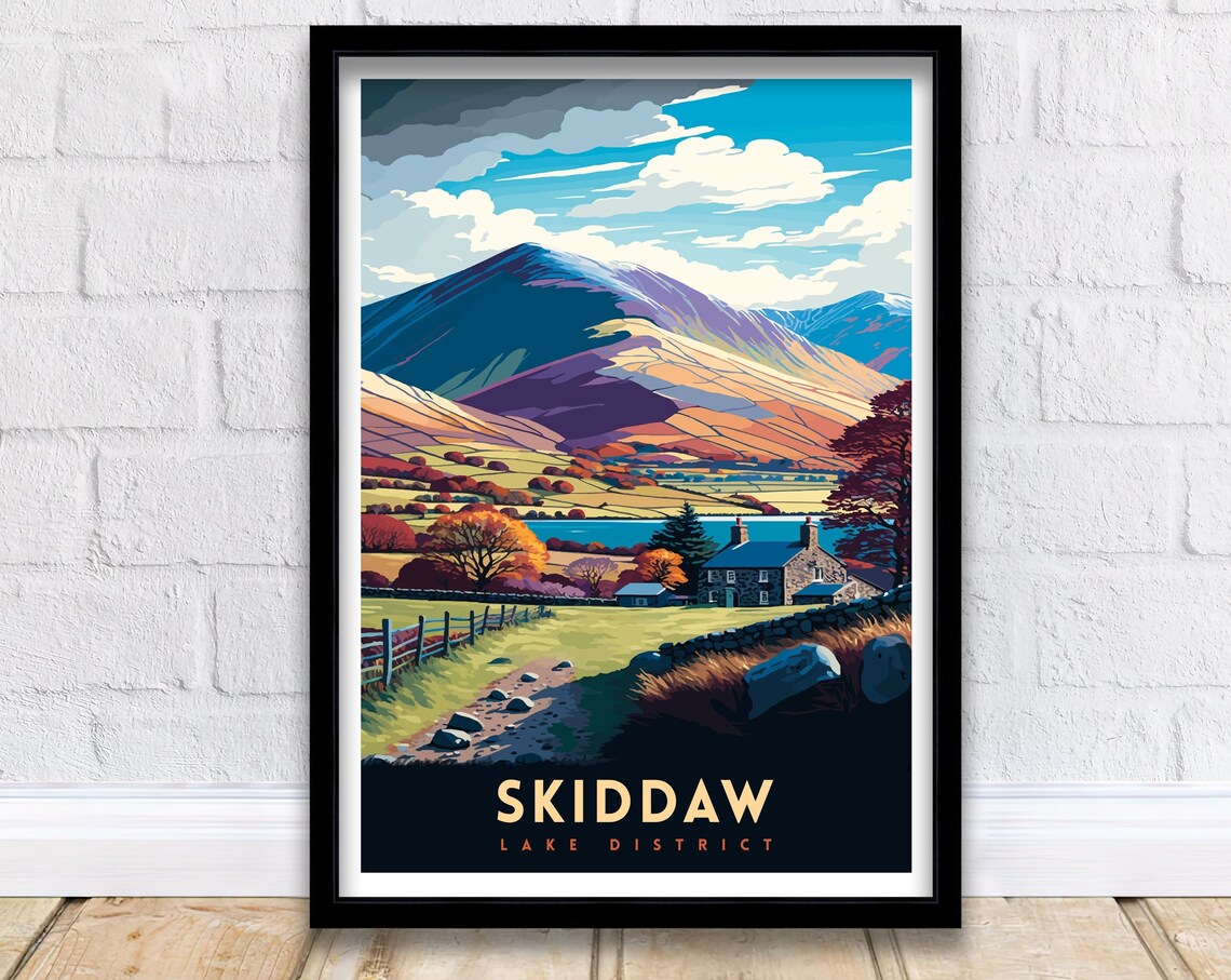 Skiddaw Travel Poster, Lake District Wall Art