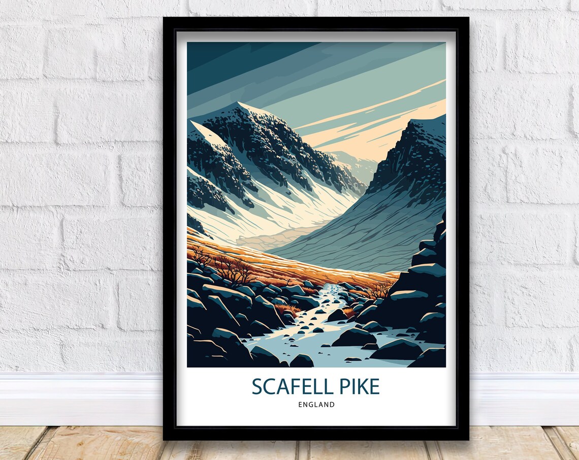 Scafell Pike Travel Poster, Lake District and Three Peaks
