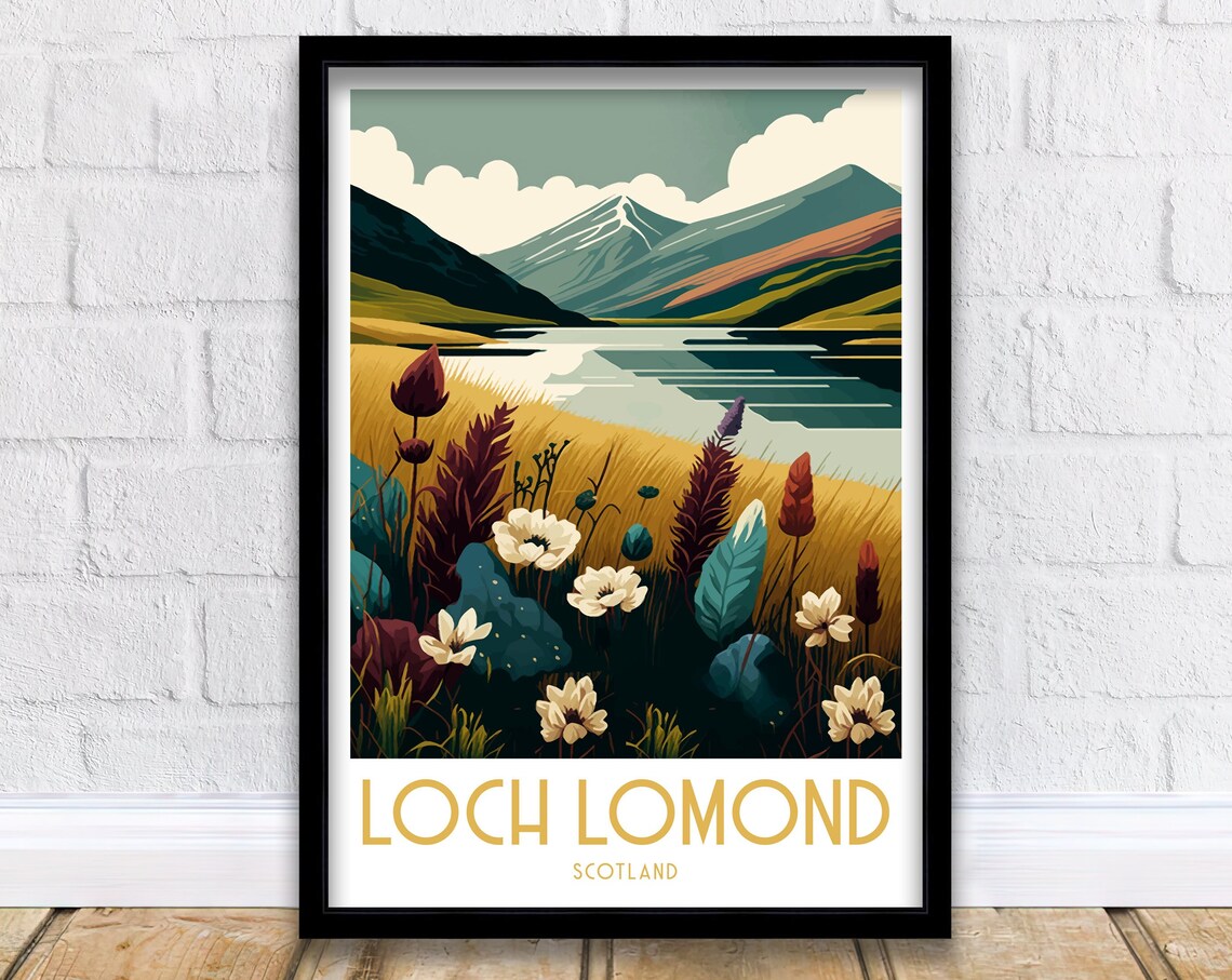 Loch Lomond Travel Print Scotland Loch Lomond Print Travel Poster Scotland Print Wall Art National Park Scottish Highlands