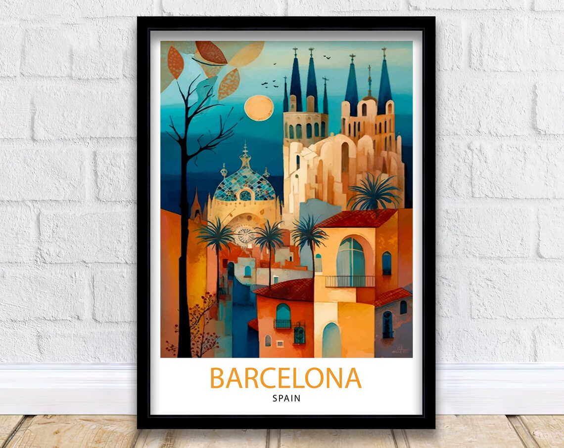 Barcelona, Spain Travel Poster, European Decor