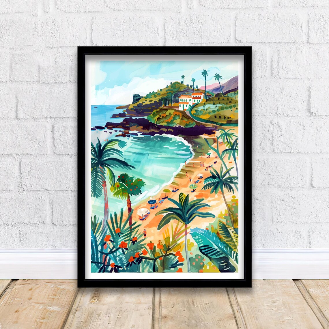 Tenerife Spain Tropical Beach Cove Palms Seaside Villa Poster