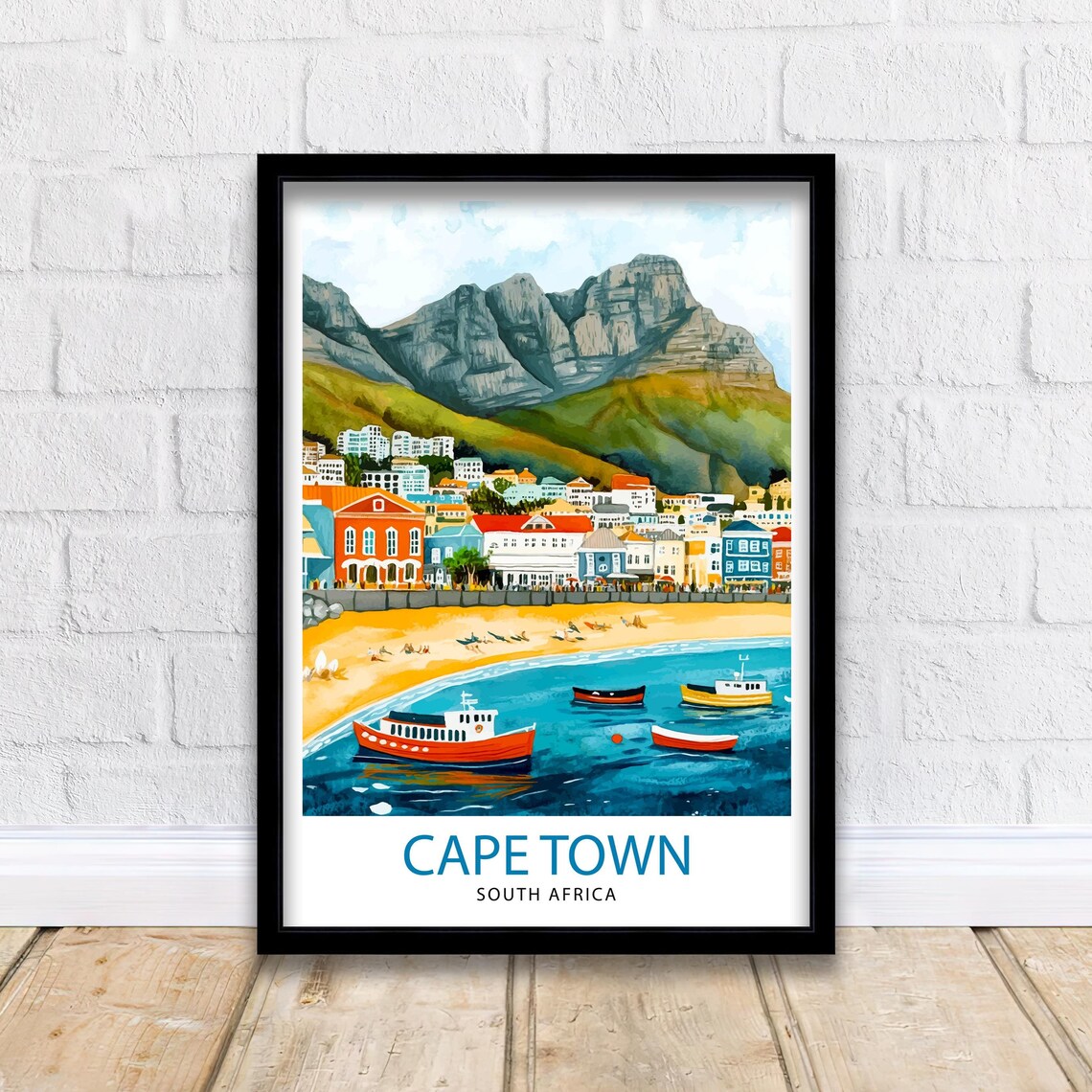 Cape Town South Africa Table Mountain Harbour View Beach Poster