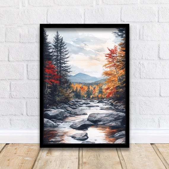 Adirondack Mountains Watercolor Painting Landscape Art Nature Print Scenic Adirondacks Mountain Decor