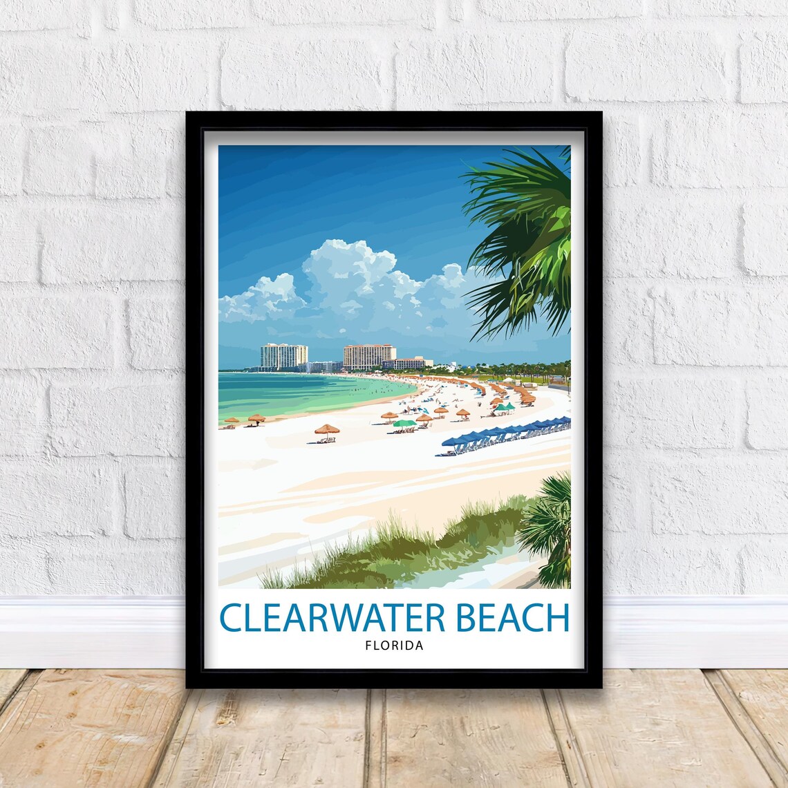 Clearwater Beach Florida Travel Poster, Coastal Landscape - Image 3