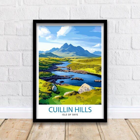 Cuillin Hills Scotland Travel Poster, Scottish Highlands