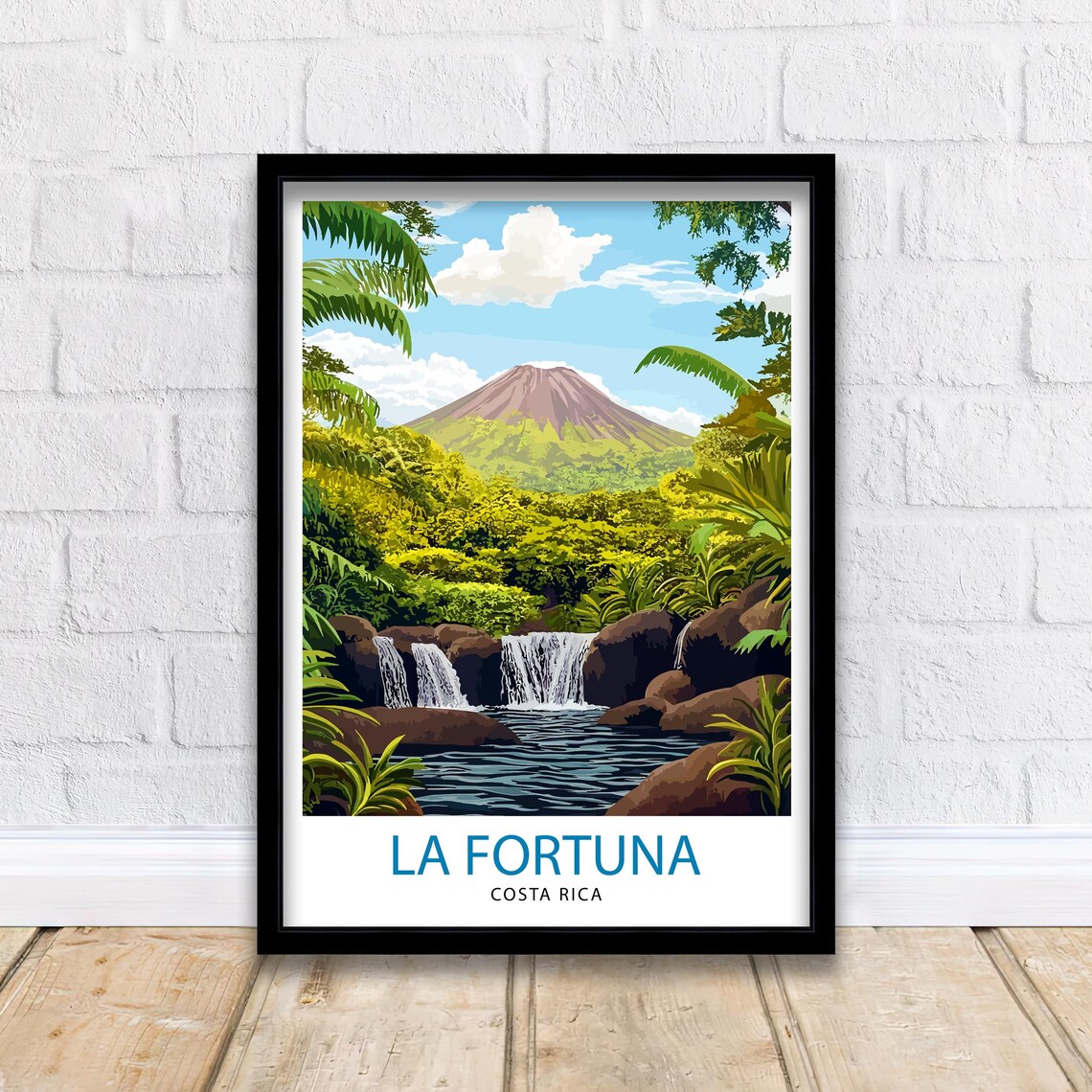 La Fortuna Costa Rica Travel Poster, Arenal Volcano