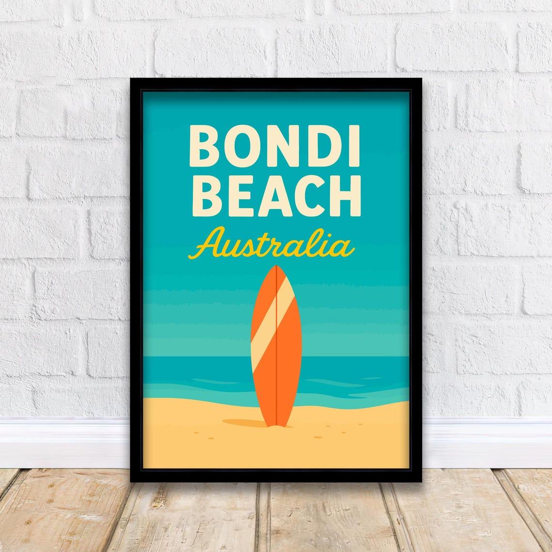 Bondi Beach Vintage Poster Australia Art Print Scenic Coastal Decor Gift For Lovers Wanderlust
