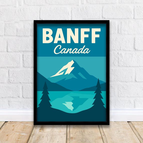 Banff Canada Vintage Travel Poster Art Canadian Mountain Print Scenic Wilderness Decor Gift For Lovers Wanderlust