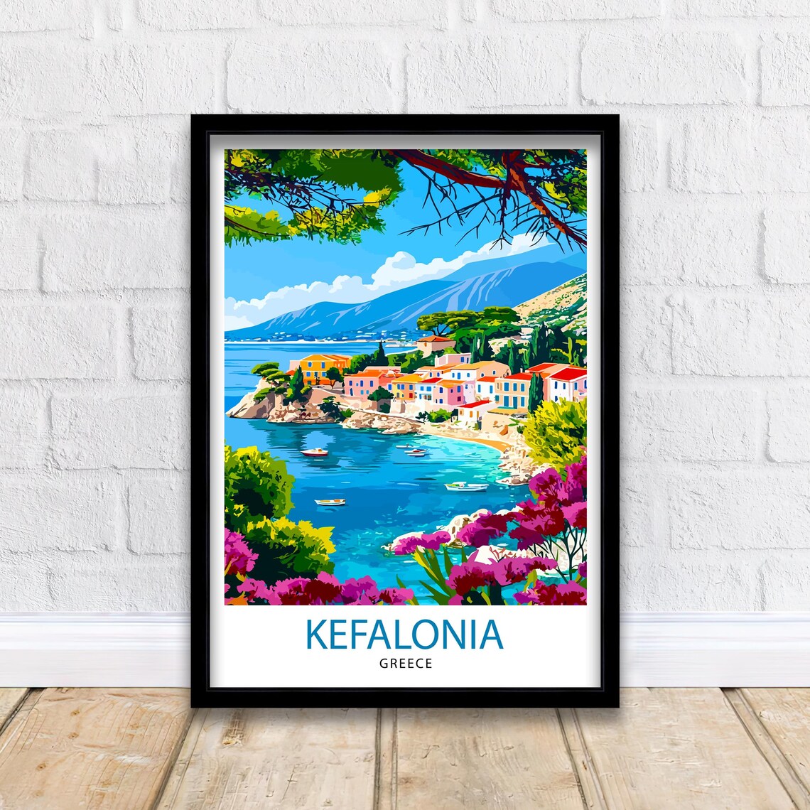 Kefalonia Greece Travel Poster, European Place Print