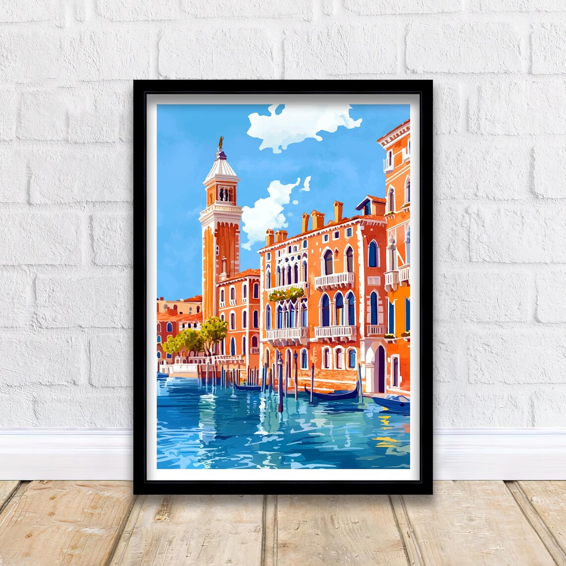 Venice Italy Grand Canal Gondolas Campanile Palazzo Art Poster