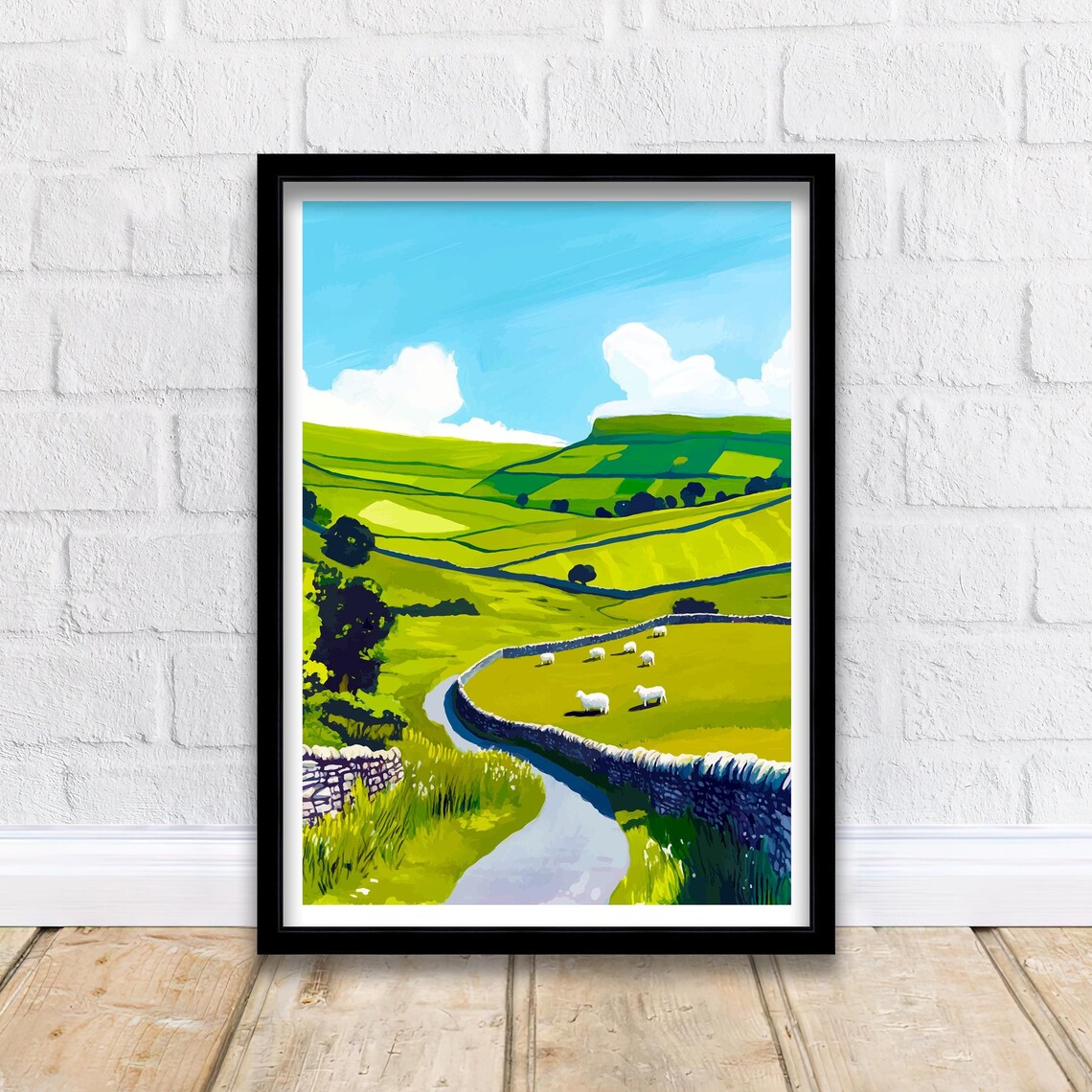 Yorkshire Dales England Rolling Hills Stone Walls Sheep Art Poster