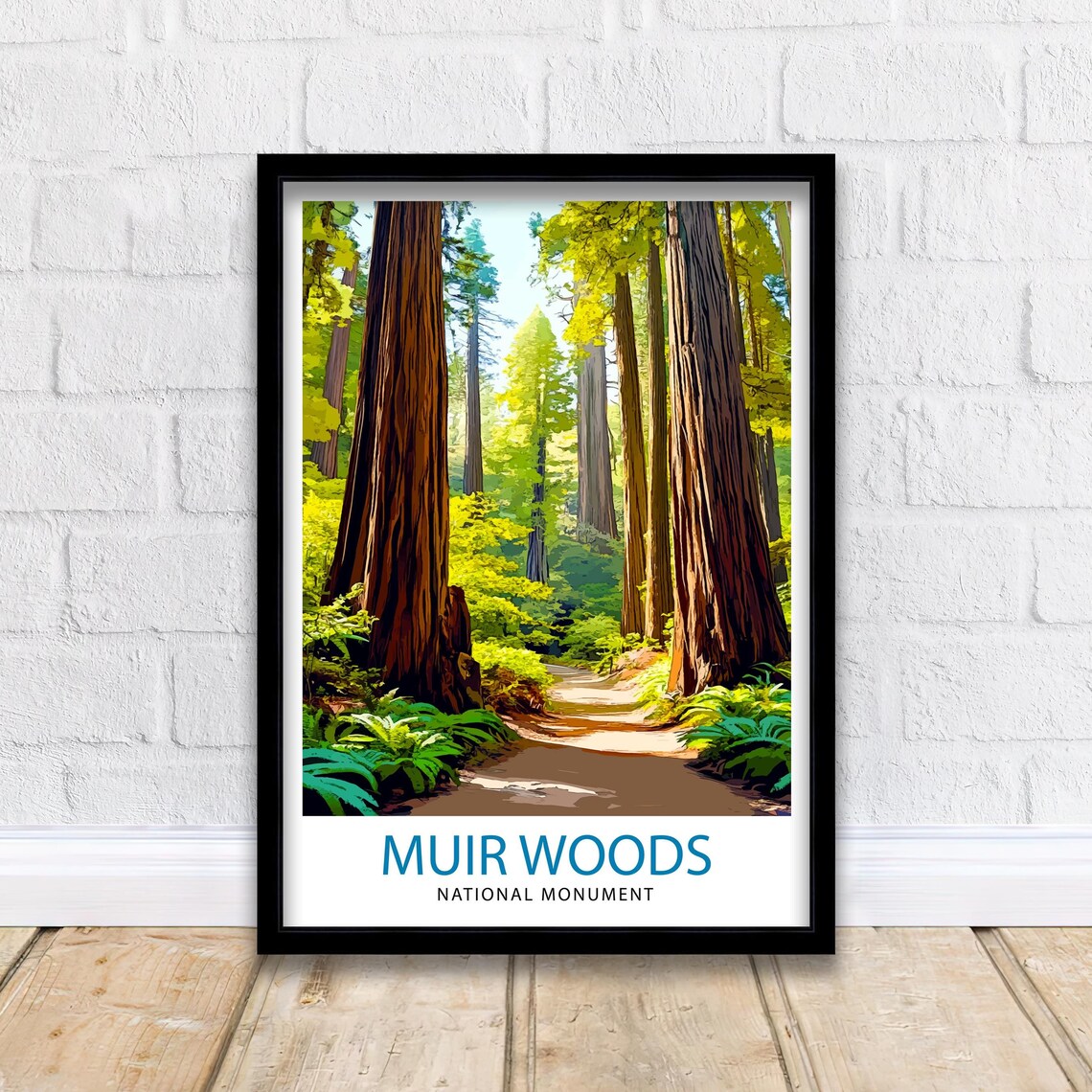Muir Woods National Monument Redwood Forest Trail Travel Poster