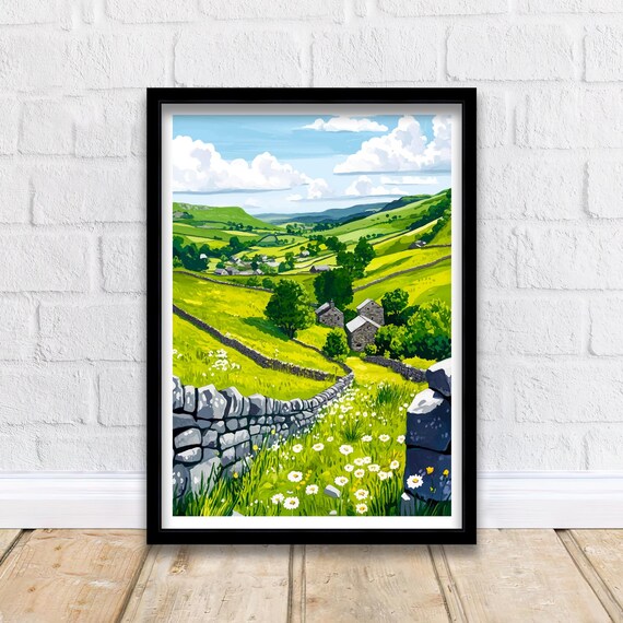 Peak District Travel Poster, English Countryside