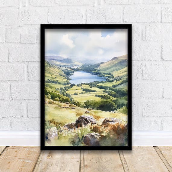 Cat Bells Watercolor Painting, Lake District Art Print