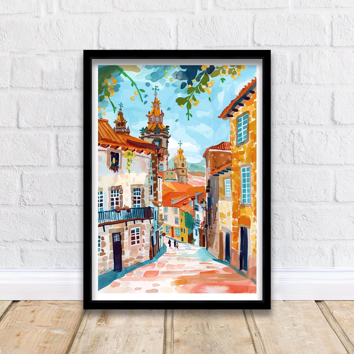 Santiago de Compostela Historic Cathedral Old Town Street Poster