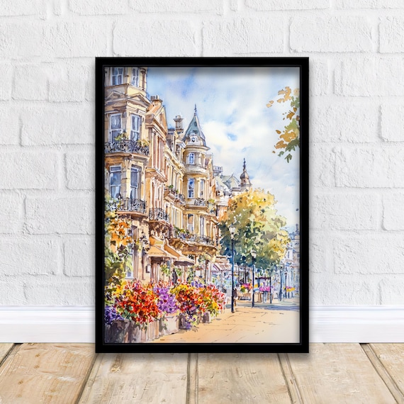 Harrogate Watercolor Painting Art Print, Yorkshire Town