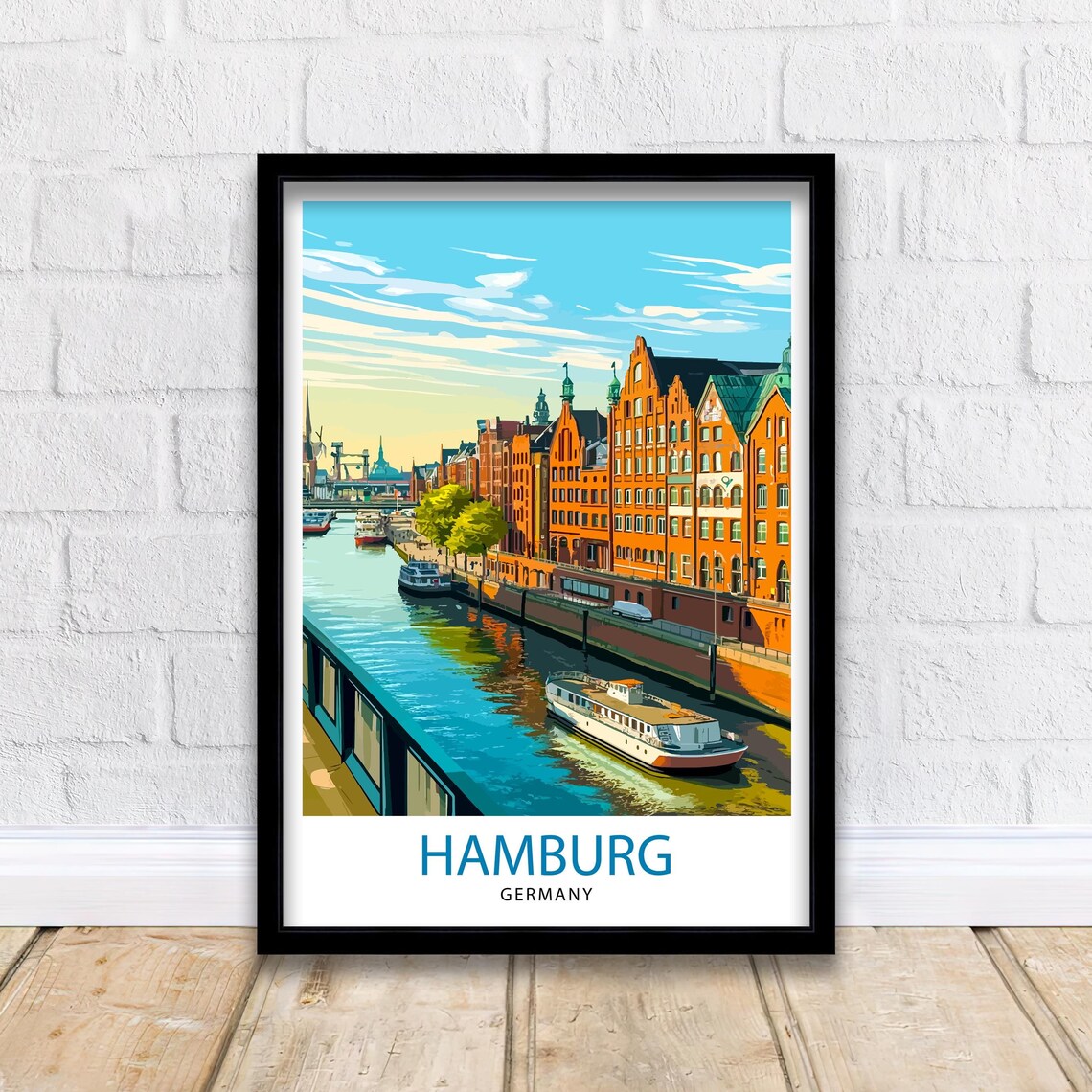 Hamburg Germany Speicherstadt Canal Historic Warehouse Poster