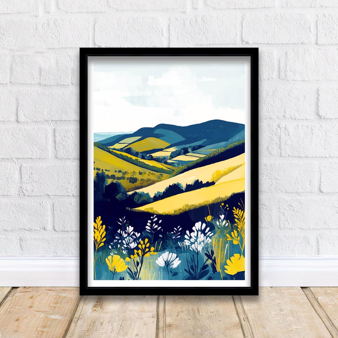 Brecon Beacons Wales Rolling Hills Wildflowers Meadow Art Poster