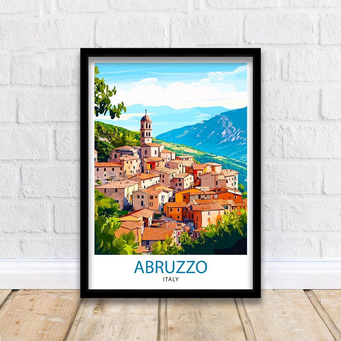 Abruzzo Italy Travel Poster, Scenic Italian Region