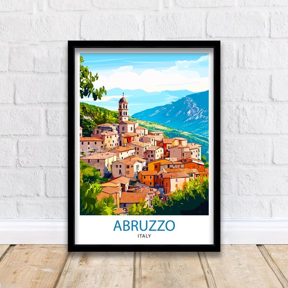 Abruzzo Italy Travel Poster, Scenic Italian Region