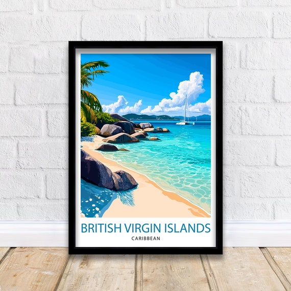 British Virgin Islands Travel Poster, Tropical Landscape