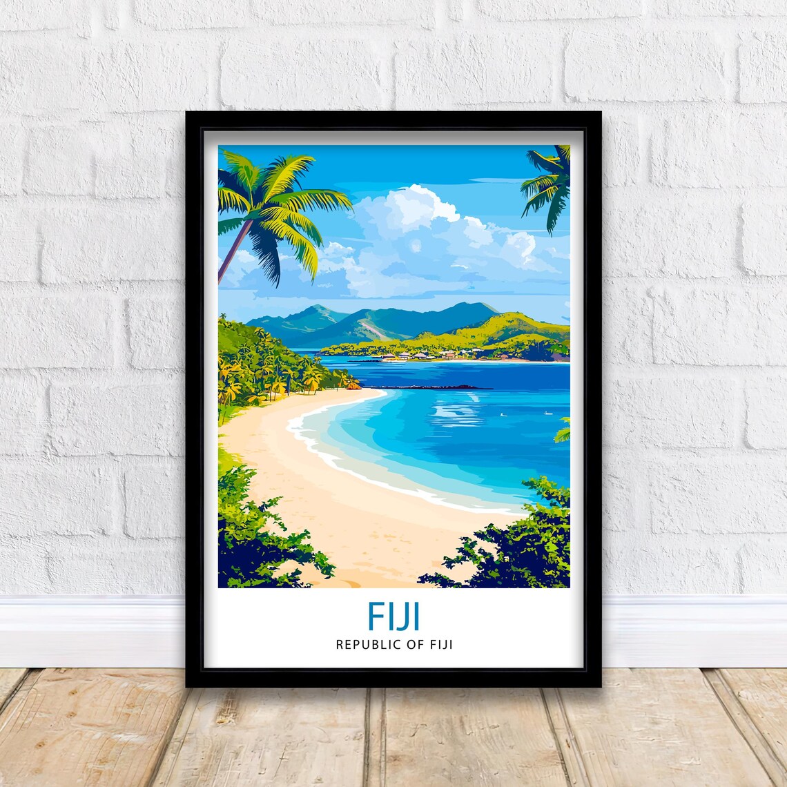 Fiji Island Tropical Beach Paradise Palms Blue Lagoon Poster